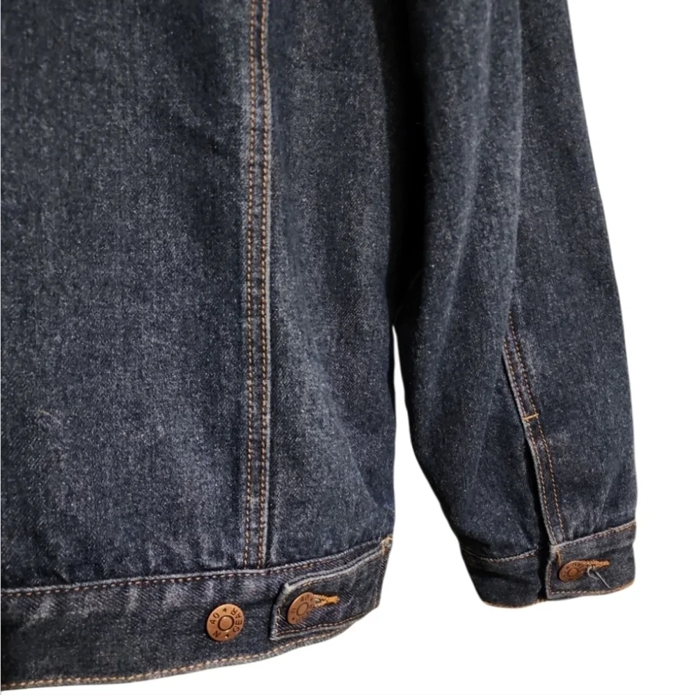 North 40 Gear Coat Sherpa Lined Denim Trucker Jacket Blue Jean Button Up Vintage
